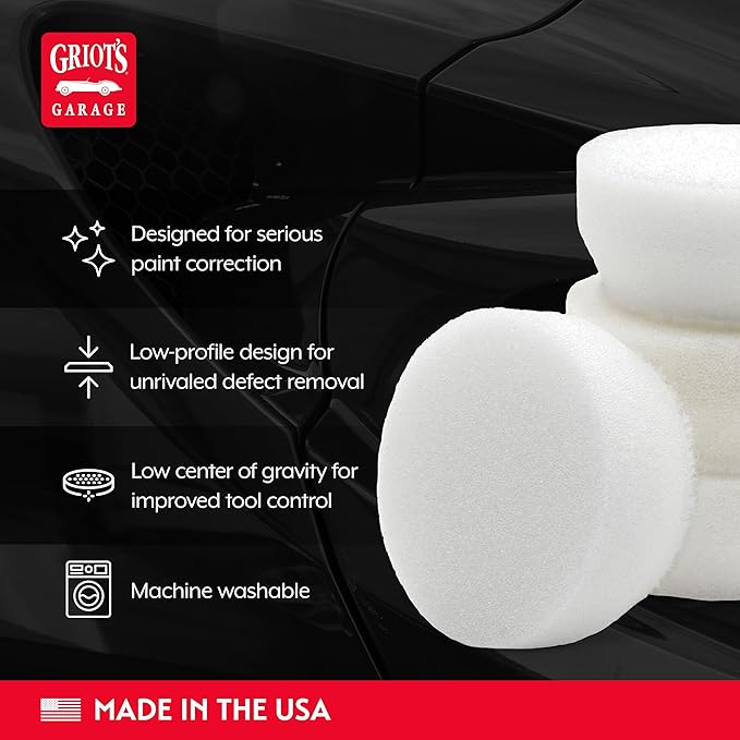 Griot's Garage BOSS 1" Fast Correcting Foam Pads for Car Polishing and Detailing, Buffing Pads for Moderate to Severe Scratch Removal, Set of 6