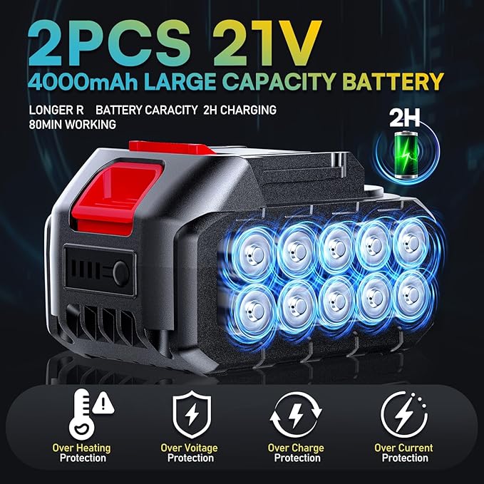 Upgrade Cordless Car Buffer Polisher with 21V 2×4000mAh Battery,6 In Brushless Buffer Polisher Kit, 600W Orbital Polisher with 6 Variable Speed for Car Detailing Waxing Scratch Removing