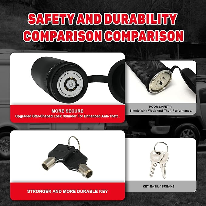 TYT Trailer Hitch Lock for 2" Receiver, Class III/IV, 5/8" Dia x 4" Extra Long Hitch Pin, Anti-Theft Trailer Receiver Lock with 2 Keys & 8 O-Rings (Black)