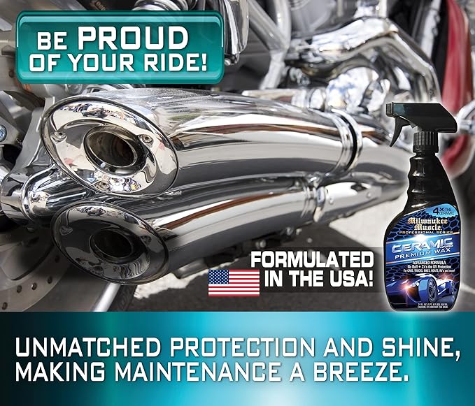 Ceramic Auto Car Wax Spray - 24 Fl Oz - Milwaukee Muscle - 4X The Ceramic Coating - Detail Spray Wax - Advanced Hydrophobic Spray for Shine and Protection