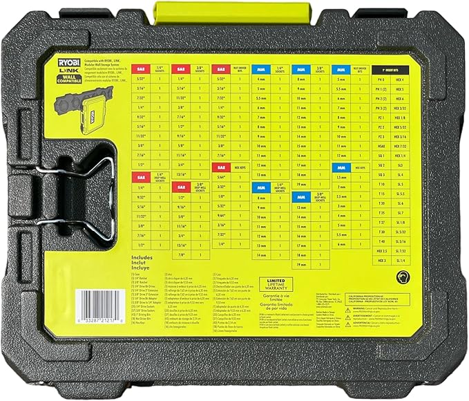RYOBI 156 PC Mechanics Set Socket Set SAE & Metric LINK Compatible