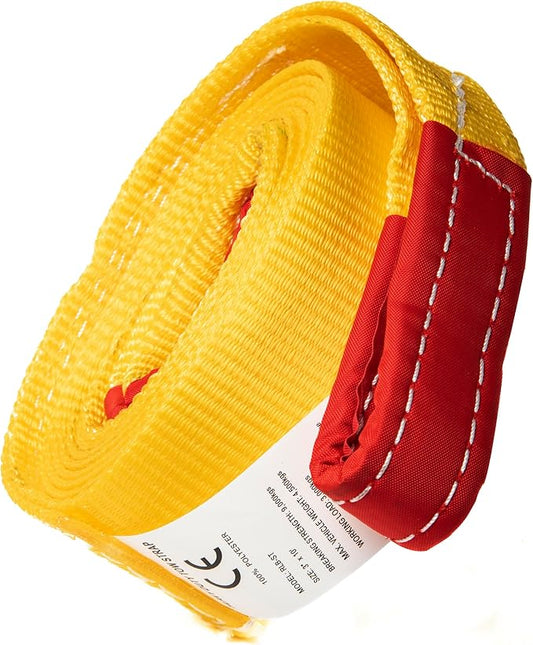2 Pack 9 Ton 3 Inch 10 Ft. Polyester Tow Strap Rope 2 Loops 14,000lb Towing Recovery by Hi-Gear (2X 3x10 Yellow)