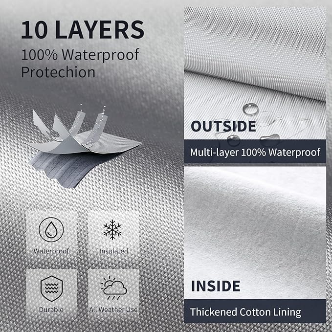 Multi-Layer Car Cover Custom Fit for Jeep Grand Cherokee(2010-2026), 100% Waterproof All Weather for Automobiles, Gift with Towel, Heavy Duty Car Covers for Rain Sun UV Protection with Door Zipper
