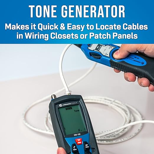 Jonard Tools CM-100 Cable Mapper Pro with 8 Network and 8 Coax Cable Identifiers, Black