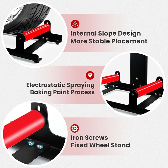360° Rolling Wheel Detailing Stand, Heavy Duty Wheel Cleaning Stand for Wheel Tire Rim Cleaning Ceramic Coating, Black