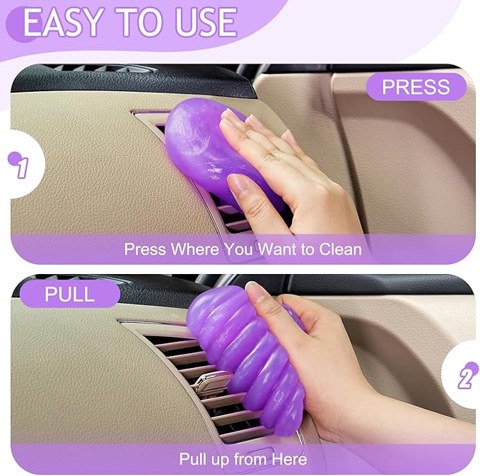 Car Cleaning Gel Car Cleaning Putty Car Putty Car Interior Cleaner Car Slime Car Detailing Kit Car Accessories Gifts for Men Women Stocking Stuffers Purple
