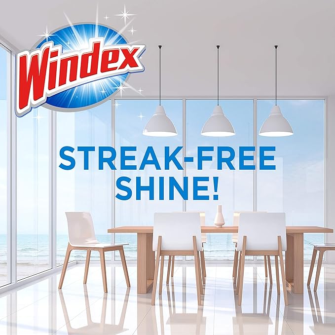 Windex Wipes Glass Cleaning, Pre-Moistened Glass and Surface Wipes to Clean Home Surfaces, Household Essentials, Original Scent, 38 Count (Pack of 6)