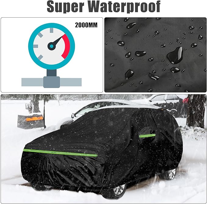 Waterproof Car Cover Compatible with Honda HR-V 2022-2025 Accessories, Black 210T Inside Cotton Cover with Door Zippers for Snow Rain Dust Outdoor Protection