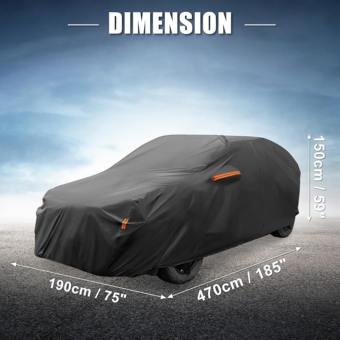 X AUTOHAUX Car Cover for Toyota RAV4 2012-2022 Aluminum Film Outdoor Waterproof Sun Rain Snow Hail Protection with Driver Door Zipper