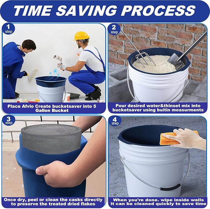 5 Gallon Reusable Bucket Liner, Leakproof Concrete Tools Durable Silicone Bucket Insert, Food Grade Container for Food Storage or Thanksgiving Turkey Brine Bucket, for Paint, Thinset, Ice (Dark Blue)