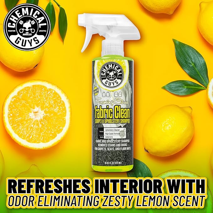 Chemical Guys CWS21916 Foaming Citrus Fabric Clean Carpet & Upholstery Cleaner, Ready to Use, Sprayable (for Carpets, Seats & Floor Mats), Safe for Cars, Home, Office, & More, 16 fl oz, Citrus Scent