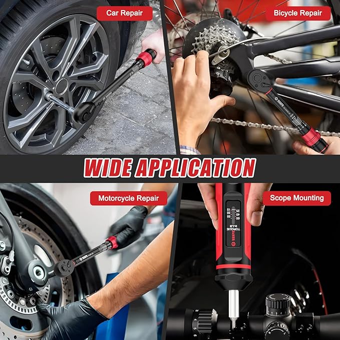VANPO Torque Wrench Set 1/4" 3/8" 1/2" Drive 20-240 In.lb, 5-45 Ft.lb, 10-170 Ft.lb with 3 Adapters,±3% Accuracy,72-Tooth,Dual Scale,Storage Case,Click Style for Bike, Motorcycle, Car, Truck Repair