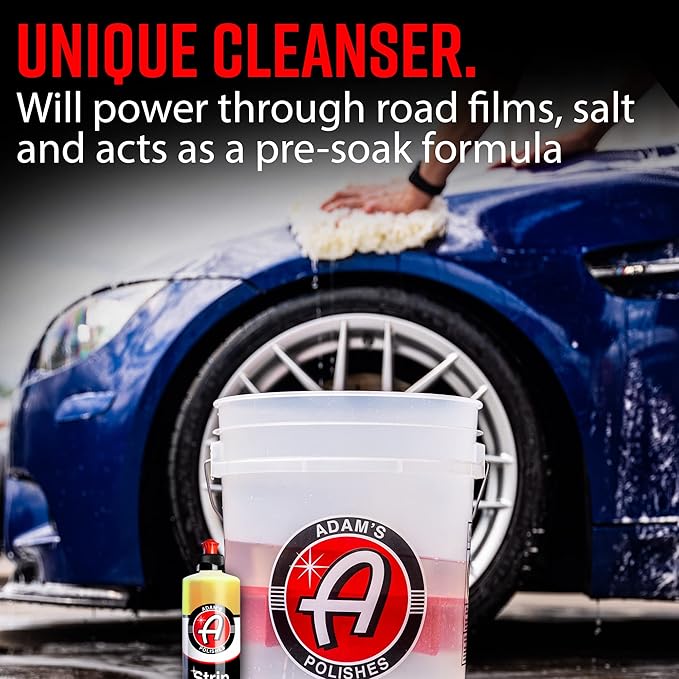 Adam's Polishes Strip Car Wash Soap (5 Gallon) - Sealant & Car Wax Remover Shampoo Salt Remover & Acidic Wash | Thick Suds For Use In Car Cleaning Kit, Foam Cannon, Foam Gun, Sponge, Mitt, Chamois