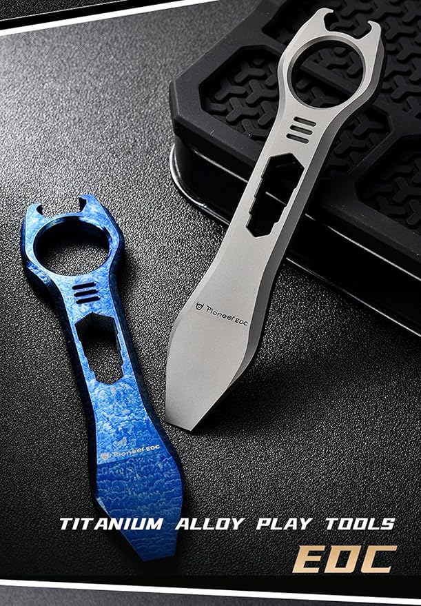 Titanium EDC Pry Bar Multi Tool Bottle Opener Nail Puller Crowbar Wrench Screwdriver Compact Size EDC Multi Tool