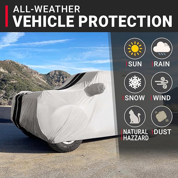 iCarCover Premium Custom SUV Cover for 2023-2026 Mercedes-Benz EQE-Class, EQS-Class Heavy Duty Waterproof All Weather Rain Snow UV Protector Full Exterior Indoor Protection (Stripe - Light Gray/Black)