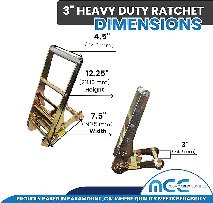 Mega Cargo Control 10 Pack J Hook Ratchet Straps 3" x 30' Green Heavy Duty Tie Downs 15,000 Lbs Breaking Strength