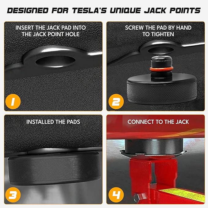 EcoNour Lifting Jack Pad for Tesla Model 3/S/X/Y, 4 Pucks with Storage Case, Tesla Accessories for Tesla Vehicles 2013 to 2024