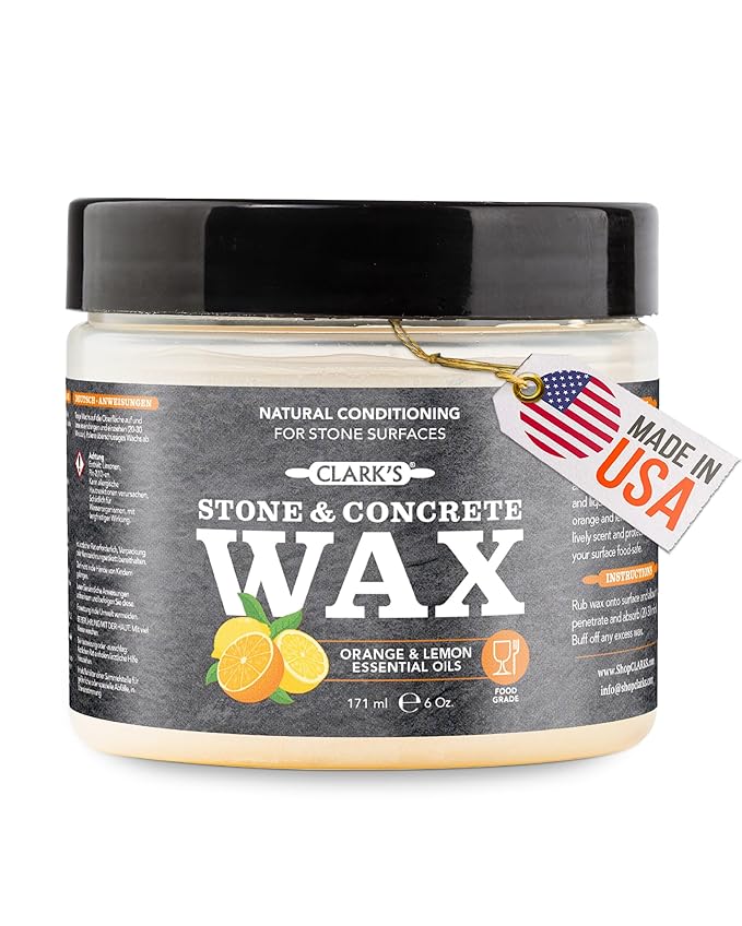 CLARK’S Stone and Concrete Wax - Soapstone Wax with Orange and Lemon Extracts - Helps Preserve and Protect Against Liquids - Revitalizes Stone Surfaces - Made with Carnauba and Beeswax