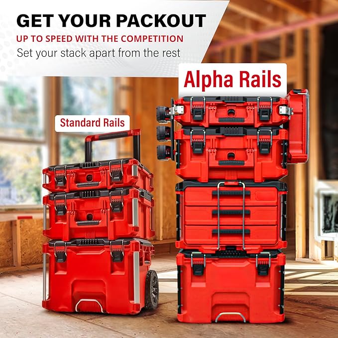 Alpha Engineered Threaded Replacement Packout Rails 12.6" (320mm) Compatible with Milwaukee Packout Rolling Tool Box 48-22-8426- Heavy Duty Aluminum Rails - Fits Packout Accessories - Silver