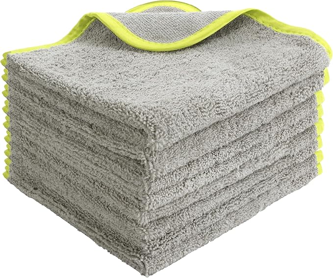 VIKING Utility Microfiber Towel for Car Interior and Exterior Use, Professional Towels for Detailing and Car Wash Kit, 350gsm, Grey, 16 Inch x 16 Inch, 8 Pack