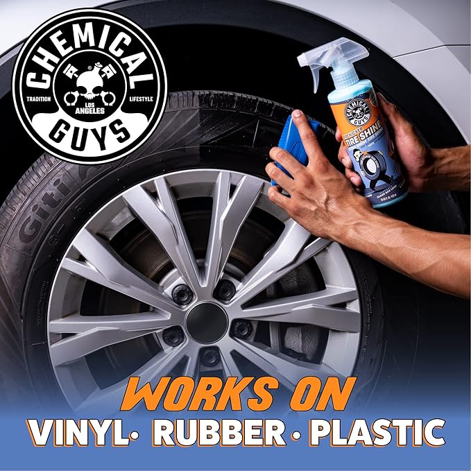 Chemical Guys Tire Kicker Sprayable Extra Glossy Tire Shine Spray, Dry-to-Touch Dressing - Restores Wet Look to Rubber, Vinyl, and Plastic, Safe for Cars, Trucks, Motorcycles, RVs, and More - 128 oz