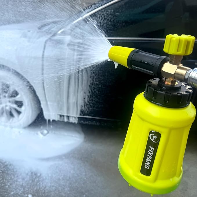 Foam Cannon, Wide Neck Snow Foam Lance with Replacement Adapter for Portland Husky and Ryobi Pressure Washer, Heavy Duty Power Washer Foam Blaster with 1/4 Inch Quick Connector, 5 Nozzle Tips