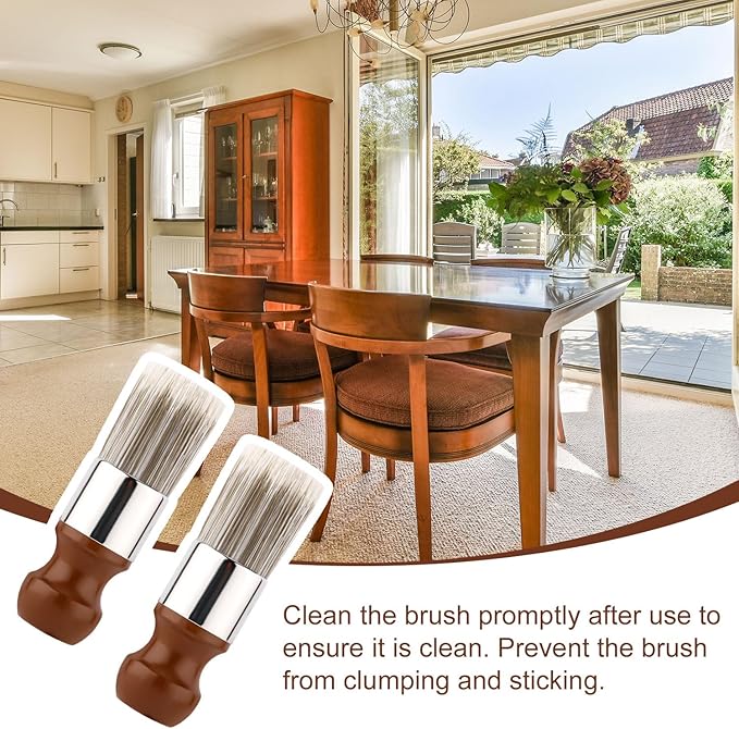 2pcs Salve Brush for Furniture, Leather Salve & Brush Set Soft Nylon Bristles Wood Handle for Leather Furniture Car Seats Jackets Shoes