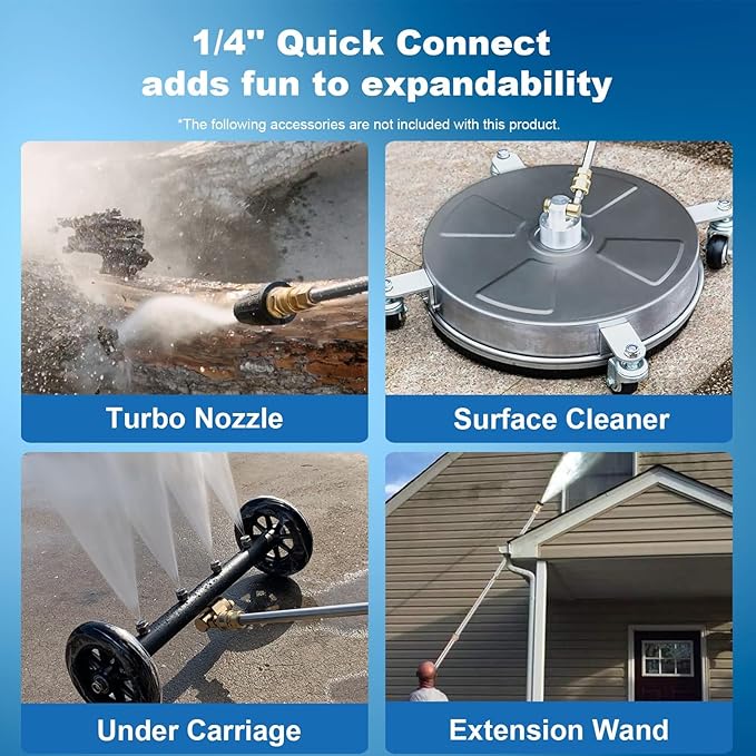 Pressure Cleaner Adjustable 5000PSI 4.0 GPM High Power Cleaners with 33ft Hose Reel, 4 Nozzle and Foam Cannon, Power Cleaners Machine for Home, Cars, Patio (Light Blue)