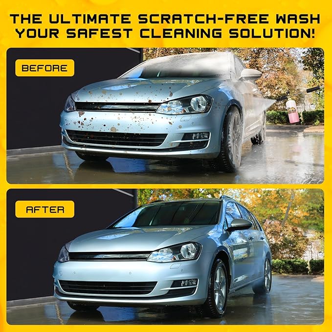 Foam Cannon Kit, 1L Bottle Snow Foam Cannon with 5 Pressure Washer Nozzle Tips, 1/4 Inch Quick Connector, Compatible with Gas Pressure Washers&Electric Pressure Washers