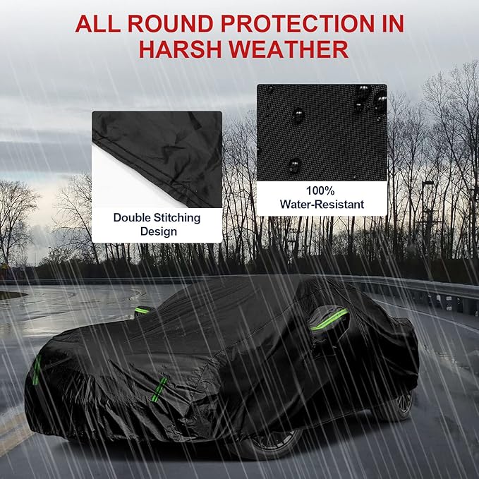 Car Cover for Ford Mustang 2005-2023 6 Layers All Weather 210T Windproof Waterproof All Weather Protection Outdoor Covers Compatible with Ford Mustang