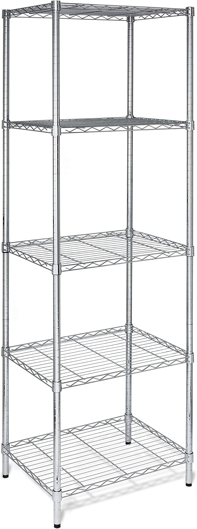 Honey-Can-Do SHF-01054 5-Tier Chrome Shelving Unit, 250 lbs & SHF-01939 4-Inch Caster Roller Wheels for HCD Shelving Unit, Set of Four,Black