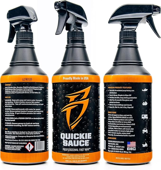 Boat Bling Quickie Sauce, High-Gloss Fast Wax, Bio-Degradable and Long Lasting, for Boats, Cars, ATVs, 20 oz.