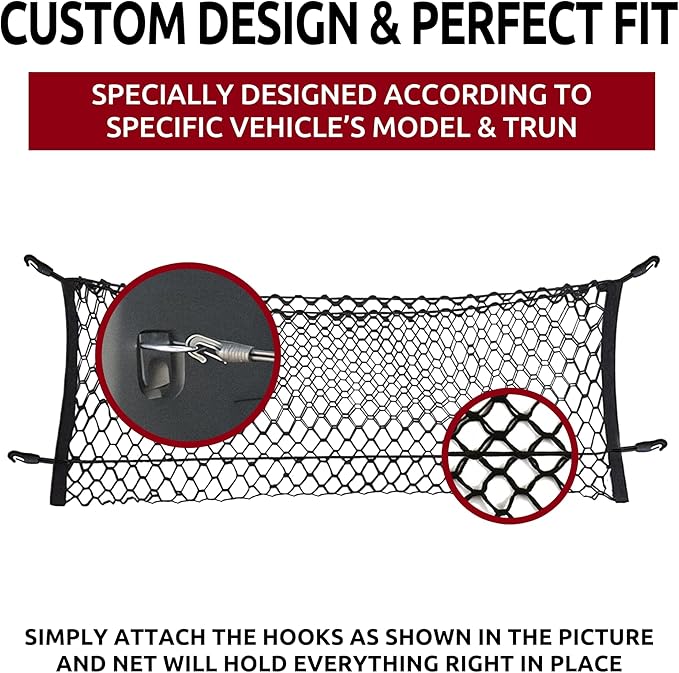 Envelope Style Automotive Elastic Trunk Mesh Cargo Net for Chevrolet Traverse 2018-2024 - Premium Trunk Organizers and Storage - Luggage Net for SUV - Best Car Organizer for Chevrolet Traverse