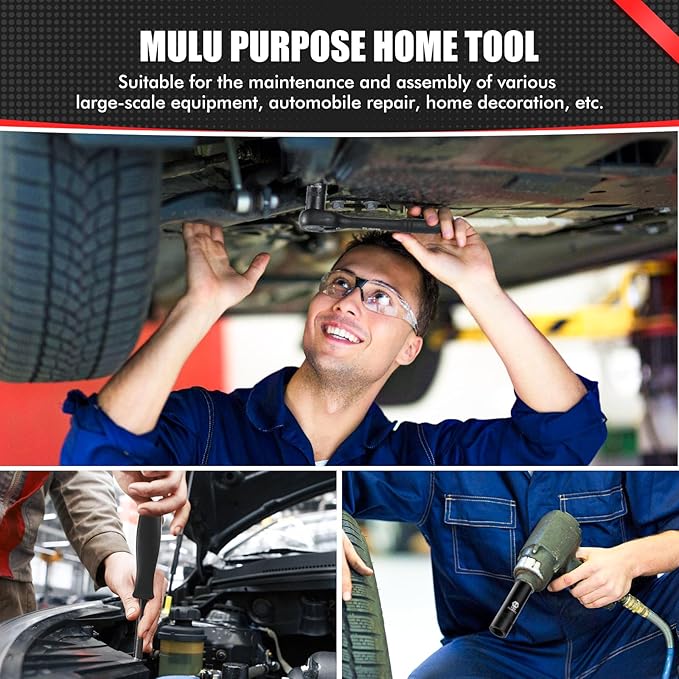 3/8“ Impact Socket Set, 74-Piece Drive 6-Point Deep Socket Wrench Set with 72-Tooth Ratchet, Standard SAE 5/16” - 7/8" & Metric 8mm - 22mm, Set for Home Use and Automotive Repair.