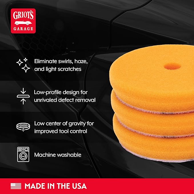 Griot's Garage 3" BOSS Correcting Foam Pads for Car Polishing, Buffing, Detailing and Light to Moderate Auto Paint Correction, Durable, Machine-Washable, Pack of 3