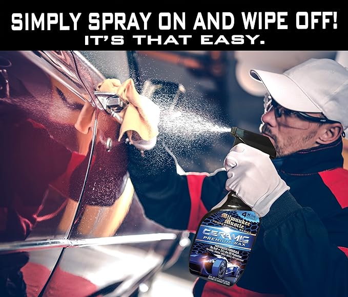 Ceramic Auto Car Wax Spray - 24 Fl Oz - Milwaukee Muscle - 4X The Ceramic Coating - Detail Spray Wax - Advanced Hydrophobic Spray for Shine and Protection