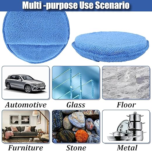 Microfiber Wax Applicator Pads, Car Wax Applicator with Finger Pocket, Buffing & Detail Polishing Foam Pads for Car Cleaning and Fine Polishing (5 inch, 6 Pack)