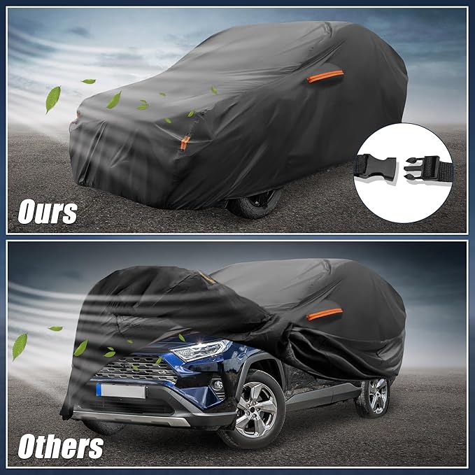 X AUTOHAUX Car Cover for Toyota RAV4 2012-2022 Aluminum Film Outdoor Waterproof Sun Rain Snow Hail Protection with Driver Door Zipper