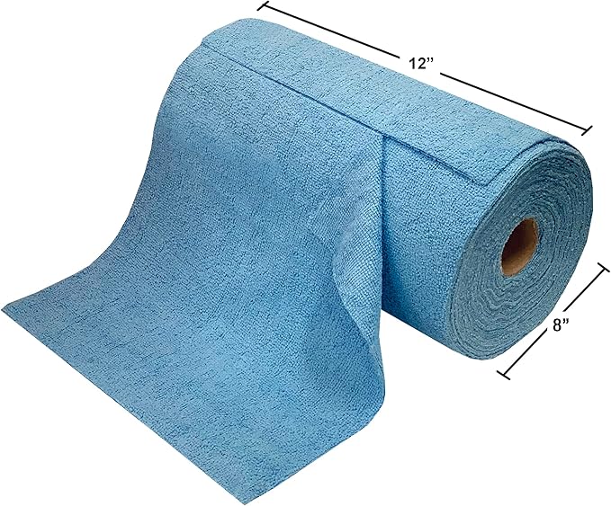 Eurow Microfiber Tear-A-Towel Cloth Roll, Reusable Paper Towel Alternative, Washable Up to 50 Times, Lint-Free, Streak-Free, for Kitchen, Auto, Home, Garage, Cleaning & Drying, 11"x12", 75-Pack, Blue