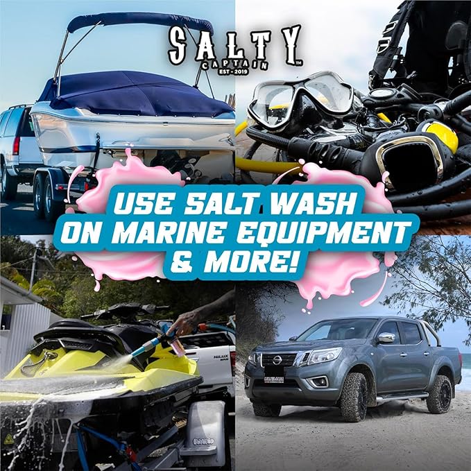 Salty Captain Foaming Salt Remover Wash - Clean & Remove Salt Off Boats & Cars, Prevent Saltwater Corrosion on Marine JetSkis, Trailers, Eco-Friendly Salt Neutralizer Boat Cleaner