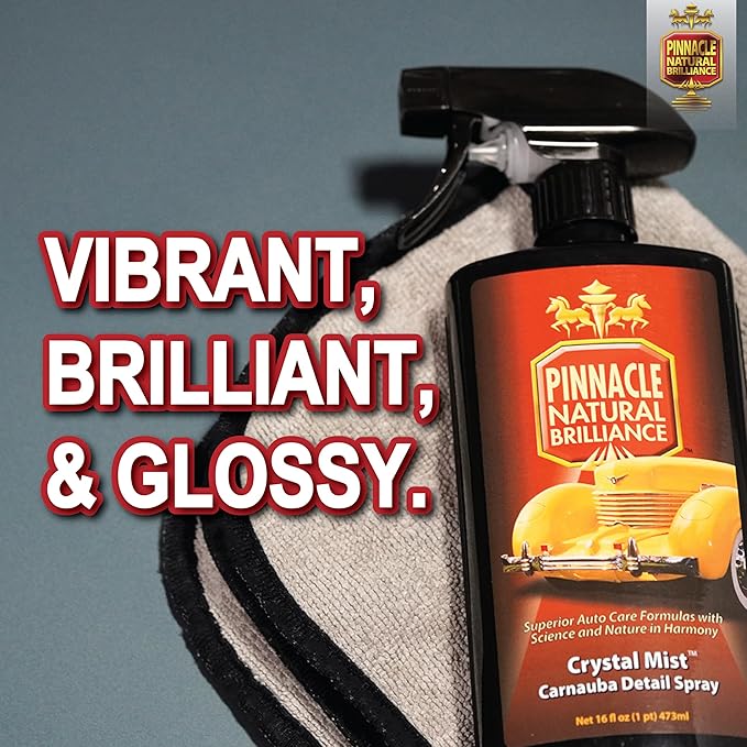 Pinnacle Natural Brilliance Crystal Mist Detail Spray | Carnauba Wax-Based Formula for Shine & Protection | Extends Existing Wax Shine | Spray Bottle & Refill Combo | PIN-370-COMBO | 16oz & 128oz