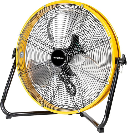 20" High Velocity Metal Floor Drum Fan, 4500 CFM Heavy Duty Industrial Shop Fan, 3 Speed, 360 Degree Tilt, Wall Mounted & Floor Design for Warehouse, Commercial, Barn, Garage - UL Safety Listed