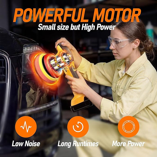 Cordless Car Buffer Polisher Compatible with Dewalt 20V MAX Battery(No Battery)6 In Car Waxer Kit with 8 mm Orbit Block & 6 Speed Control for Car Detailing, Scratch Removal and Waxing