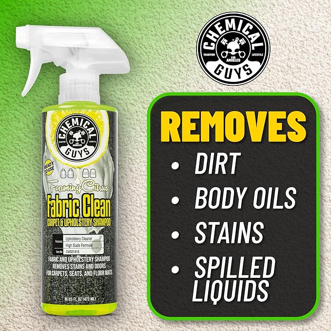 Chemical Guys Foaming Citrus Fabric Clean Carpet & Upholstery Cleaner, Ready to Use, Sprayable (for Carpets, Seats & Floor Mats), Safe for Cars, Home, Office, & More, 32 fl oz, Citrus Scent