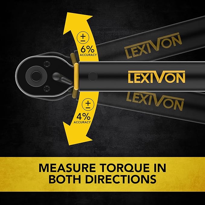 LEXIVON Torque Wrench, 1/4-Inch Drive, Dual Scale 30-250 IN-LB (3.4-28.2 N·m), Premium Rubber-Grip Handle, Deluxe Hybrid Case (LX-TW14)