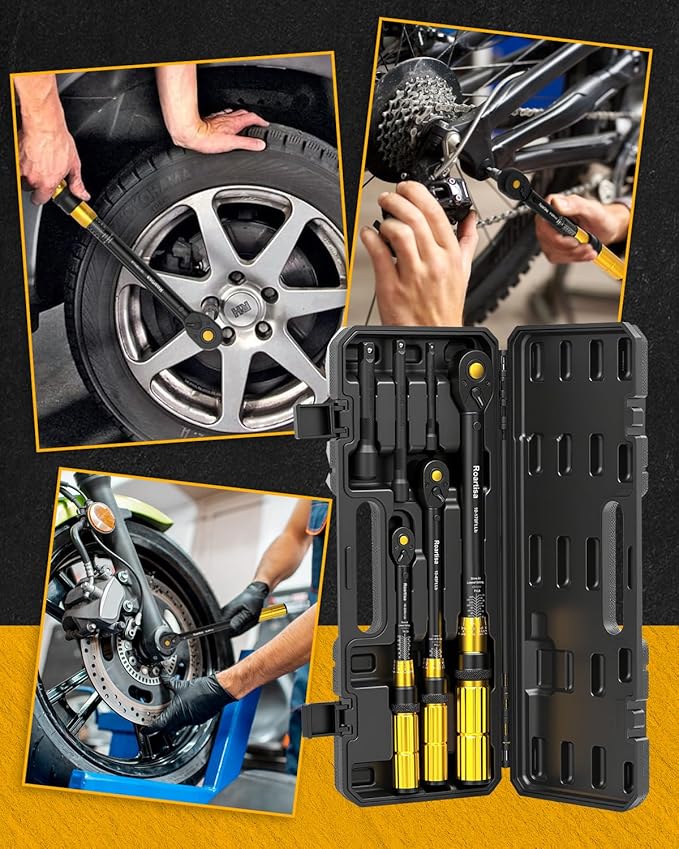 6PCS Torque Wrench Set - 1/4 & 3/8 & 1/2-Inch Drive Click Torque Wrenches - ±3% Accuracy Dual-Scales 72 Teeth Dual-Direction Adjustable Torque Wrench for Bicycle, Motorcycle, Car Maintenance