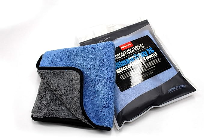 Maxshine 16" x 24" Blue & Grey 600GSM Ultimate Crazy 2C Microfiber Towel – Ultra-Soft & Absorbent – Premium Scratch-Free Towel for Car Detailing, Drying & Polishing