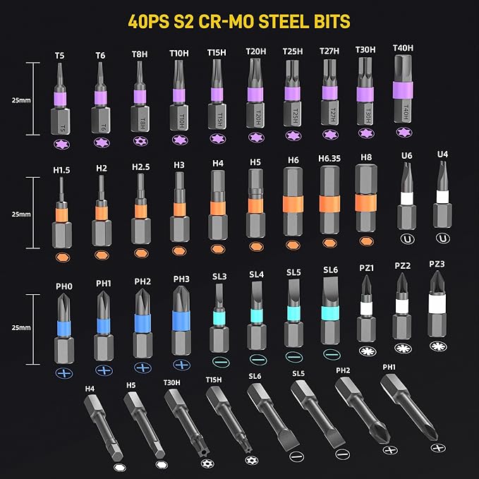 All in One 42 in 1 Magnetic Screwdriver Set Compact Precision Repair Kit for Games Console, Tablet, Ring Doorbell, Glasses, DIY Electronics Yellow