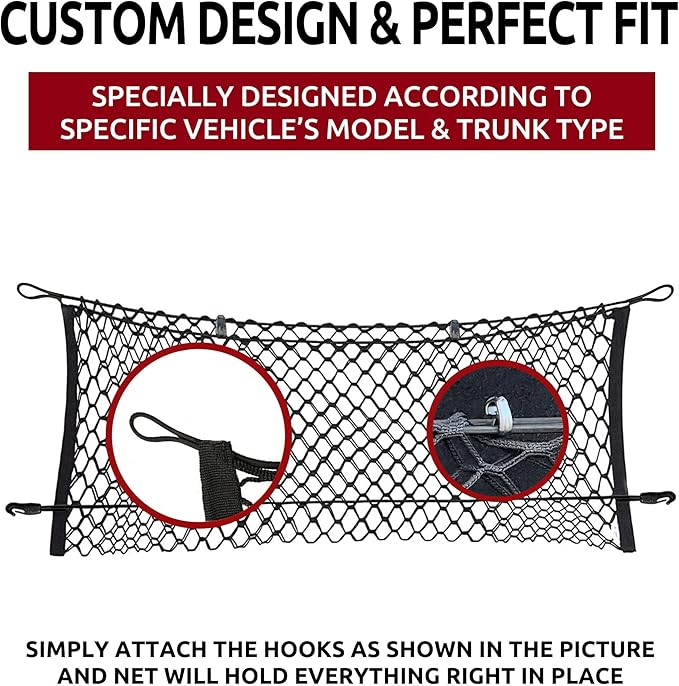 Envelope Style Automotive Elastic Trunk Mesh Cargo Net for Suburban fits Tahoe 2015-2025 - Premium Trunk Organizer and Storage - Luggage Net for SUV - Best Car Organizer Made for Escalade fits Yukon