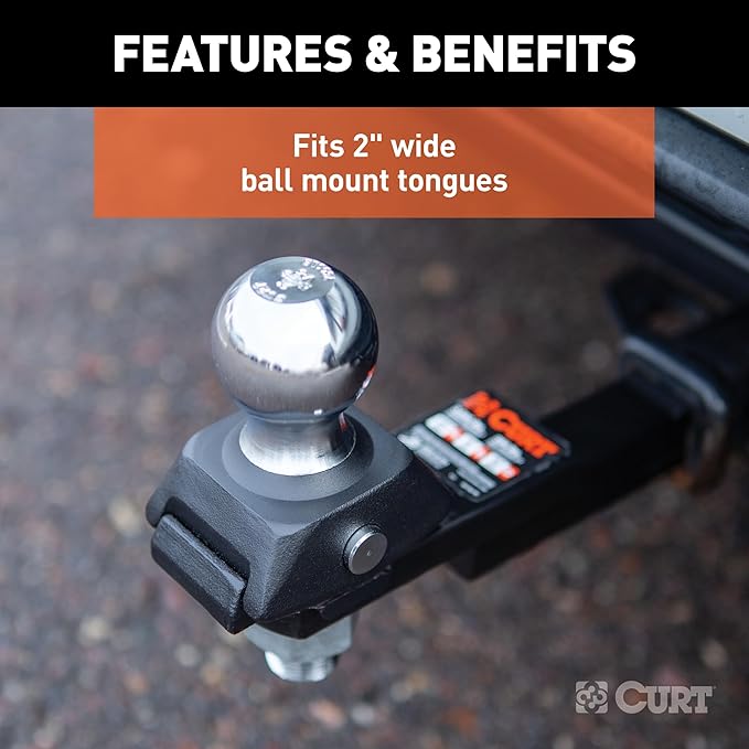 CURT 40246 RockerBall Cushion Hitch Trailer Ball 3,500 lbs, 2-Inch Diameter, 3/4-Inch Shank